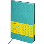 Ежедневник недатированный А5 (138х213 мм) BRAUBERG «Stylish», кожзам, гибкий, 160 л., бирюзовый, 111862