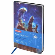 Ежедневник недатированный А5 (138х213 мм), BRAUBERG VISTA, под кожу, гибкий, 136 л., «SpaceX», 111994