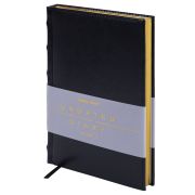 Ежедневник недатированный А5 138х213 мм BRAUBERG «FLAME», под кожу, 160 л., черный, золотой срез, 113426