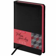 Ежедневник недатированный А5 138x213 мм BRAUBERG «Rainbow», под кожу, 136 л., черный/красный, 113498