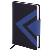 Ежедневник недатированный А5 138x213 мм BRAUBERG «Waves» под кожу, застежка, 160 л., черный/синий, 114453