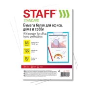 Бумага белая А4, 80 г/м2, 100 л., STAFF «СТАНДАРТ», СТУДЕНЧЕСКАЯ, Россия, 146% (CIE), 115351