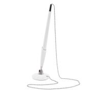 Ручка шариковая настольная BRAUBERG «Стенд-Пен Уайт1», СИНЯЯ, цепочка, корпус белый, линия письма 0,5 мм, 141044