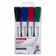 Маркеры стираемые на магните со стирателем для белой доски, 4 ЦВЕТА, BRAUBERG «UNIVERSAL», 3 мм, 152491