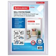 Рамка настенная с «клик»-профилем А4 (210х297 мм), алюминиевый профиль, BRAUBERG «Extra», 238220