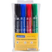 Набор маркеров перманентных OfficeSpace «8004» 04цв., пулевидный, 2мм, чехол с европодвесом