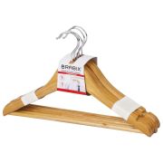 Вешалки-плечики, размер 36-40, МАЛЫЙ РАЗМЕР, КОМПЛЕКТ 5 шт., деревянные, перекладина, цвет сосна, BRABIX «Стандарт», 601160
