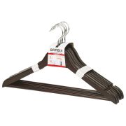 Вешалки-плечики, размер 48-50, КОМПЛЕКТ 5 шт., дерево, перекладина, цвет шоколад, BRABIX «Стандарт», 601162