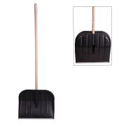 Лопата снеговая 46х40 см «НОМЕР 2» пластиковая, ДЕРЕВЯННЫЙ черенок 130 см, армирующая алюминиевая планка, № 2, 603556