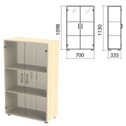 Шкаф закрытый со стеклом «Канц», 700х335х1130 мм, цвет дуб молочный (КОМПЛЕКТ)