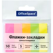Закладки-флажки  50*14мм, 50л*5 неоновых цветов OfficeSpace,бумажные