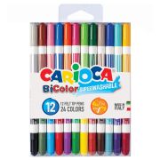 Фломастеры Carioca «Bi-Color» 24цв. 12шт., двухцветные, смываемые, блистер