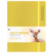 Скетчбук для акварели 40л., А5 BG «Bright. Yellow», кожзам, на резинке, 200г/м2