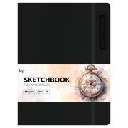 Скетчбук для акварели 40л., А5 BG «Bright. Black», кожзам, на резинке, 200г/м2
