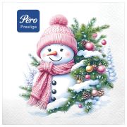 Салфетки бумажные 20 шт., 33х33 см, «Милый снеговик», 3-слойные, PERO «Prestige», 2999