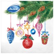 Салфетки бумажные 20 шт., 33х33 см, «Пять минут», 2-слойные, ЛИЛИЯ, 3088