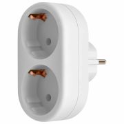 Сетевой тройник DEFENDER TA-03, 2 розетки, c заземлением, белый, 99107