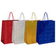 Пакет подарочный (1 штука) 26x13x32 см, ЗОЛОТАЯ СКАЗКА голография, ассорти 4 цвета