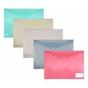 Папка-конверт на кнопке А3 150 мкм Бюрократ ассорти, с карманом для визитки