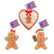 Украшение елочное (1 шт.) «Пряник», 12х9 см, полимерная глина, ассорти 3 дизайна, ЗОЛОТАЯ СКАЗКА, 592408