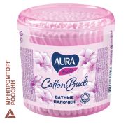 Ватные палочки AURA, КОМПЛЕКТ 200 шт., пластиковый стакан