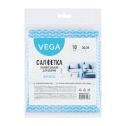 Салфетка для уборки 10шт/уп 30*34 вискоза, универсальная, волна Vega