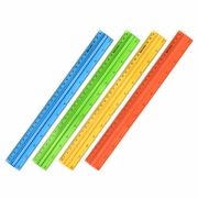 Линейка 30 см пластиковая , BRAUBERG, с держателем, прозрачная, неоновая, ассорти