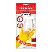 Перчатки латексные с хлопк.напыл.«Делик.уборка» Прочные M(средний) 1 пара  «Komfi»
