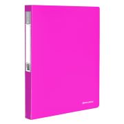 Папка на 2 кольцах BRAUBERG «Neon», 25 мм, неоновая розовая, до 170 листов, 0,7 мм, внутрен. карман