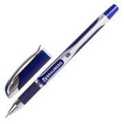 Ручка шариковая синяя  0,7 мм масляная с грипом BRAUBERG «Delta Plus», печать, линия письма 0,35 мм