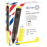 Маркер-текстовыделитель 1-4 мм «Attomex» корпус с клипом, скошенный наконечник, желтый