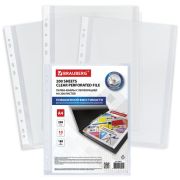 Папка-вкладыш А4 БОЛЬШОЙ ВМЕСТИМОСТИ до 200 листов, КОМПЛЕКТ 10 шт., 180 мкм, BRAUBERG