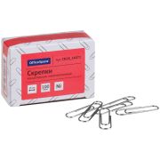 Скрепки 28 мм*100 шт OfficeSpace, никелированные, карт. упаковка