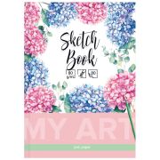 Скетчбук 80л., А5 BG «Цветущая гортензия», 7БЦ, матовая ламинация, розовый блок, 80г/м2