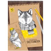 Скетчбук 40л., А4 ArtSpace «Craft style», на гребне, крафт, 80г/м2
