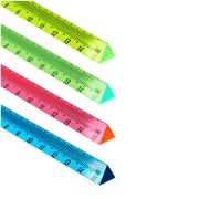 Линейка 15 см СТАММ, пластиковая, трехгранная, прозрачная, неоновые цвета, ассорти, европодвес