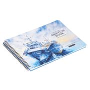 Скетчбук для акварели 20л., 260*190 Greenwich Line «Navy ships», на гребне, 200г/м2