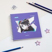 Скетчбук 60л., 150*150 MESHU «Kawaii», на гребне, выб. лак, soft-touch, 120г/м2