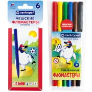 Фломастеры Centropen «Пингвины», 06цв., смываемые, картон. упак. с европодвесом/ПВХ