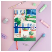 Ежедневник недатированный, А5, 136л., кожзам, MESHU «Сat walk. Cattorini island», тон. блок, резинка-фиксатор с аппликацией, закладка-ляссе