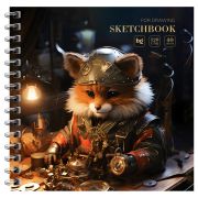 Скетчбук 40л., 170*170 BG «Steampunk. Fox», на гребне, глянцевая ламинация, фольга, 120г/м2