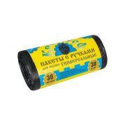 Мешки для мусора 30л 30шт с ручками КРЕПАКОФ  в рулоне черные